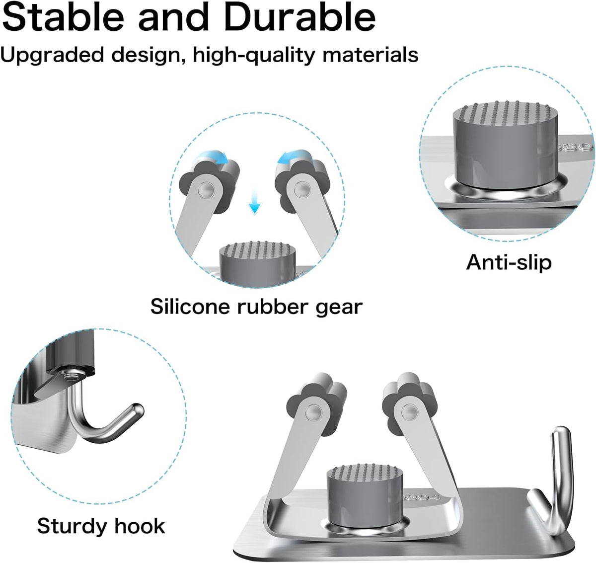 nacena 4 Pack No Drill Self Adhesive Broom Mop Holder Wall Mount with