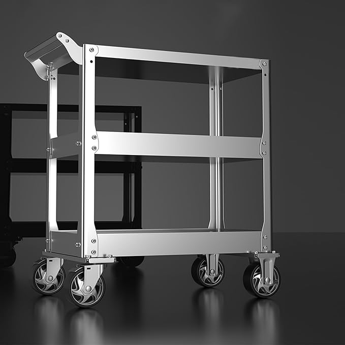DDJ Stainless Steel Utility Cart on Wheels, 3-Tier 1100 lbs Heavy Duty Tool Cart - Image 6