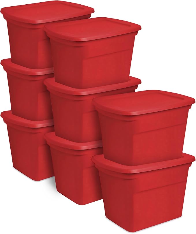 Sterilite 18 Gallon Plastic Stackable Storage Tote Container, Seasonal Home by Sterilite