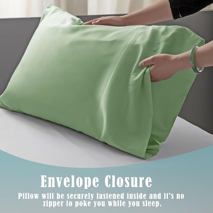 TELUS Pillow Cases Standard Size 2 Pack, Bamboo Rayon & Lyocell Pillowcase - Image 4