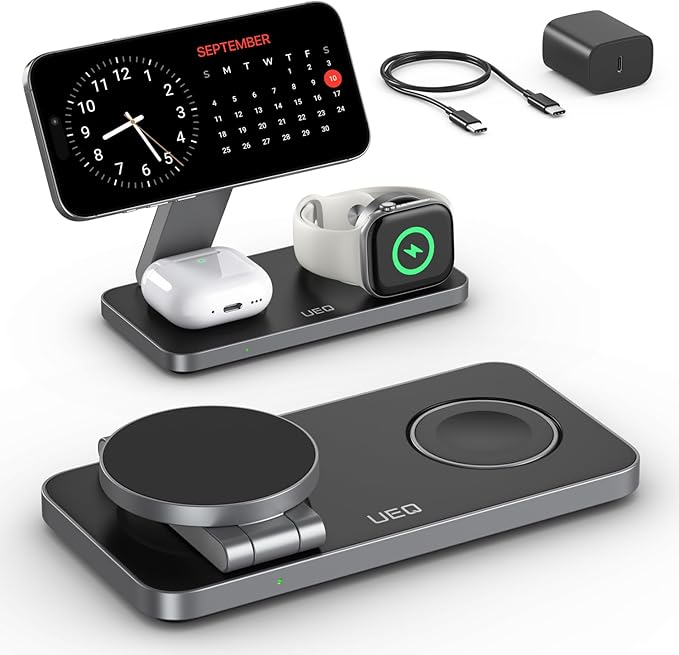 Foldable 3 in 1 Wireless Charging Station by UEQ