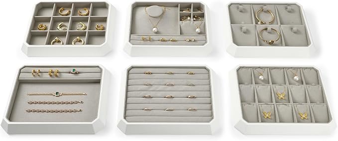 Premium PU Leather Stackable Jewelry Tray 15 Grid Jewelry Organizer Tray - Image 2
