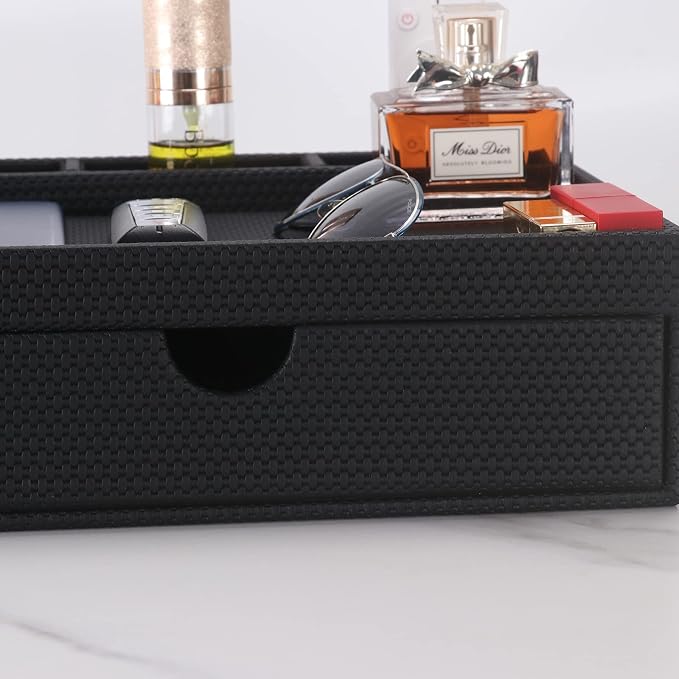 Leather Desk Organizer With Drawers, Home Cosmetics Organizer, Phone Remote - Image 6
