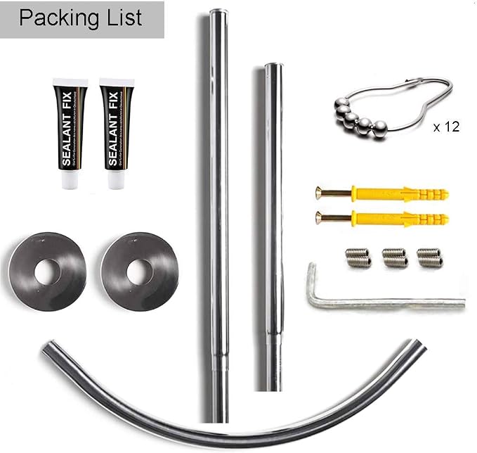 Corner Shower Curtain Rod Adjustable Stainless Steel L Shaped Rack Drill Free - Image 4