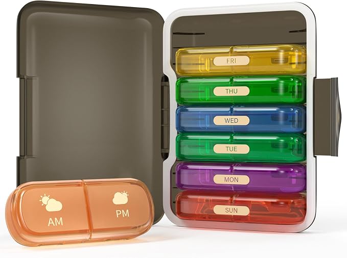 Weekly Pill Organizer 2 Times a Day, 7 Day Pill Box 2 Times, Portable by Codcaw
