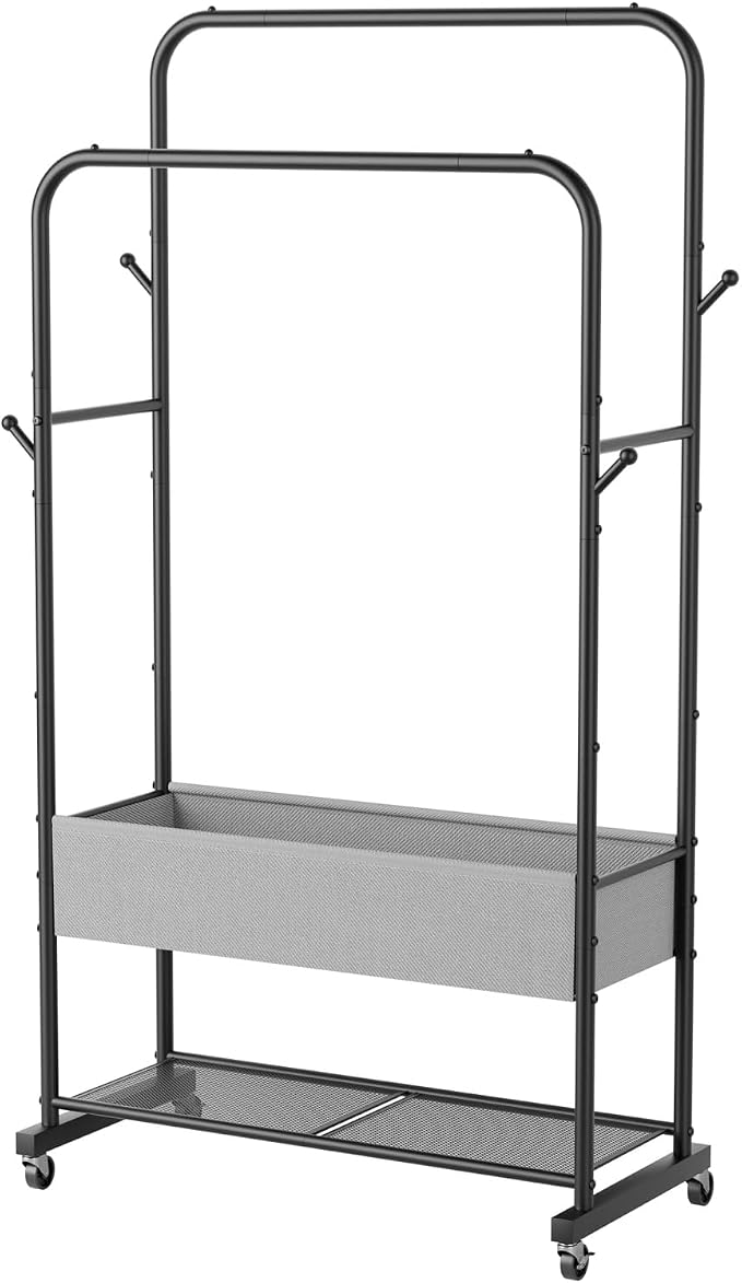 Clothes Garment Coat Rack Drying Clothing Racks Metal Freestanding - Image 2
