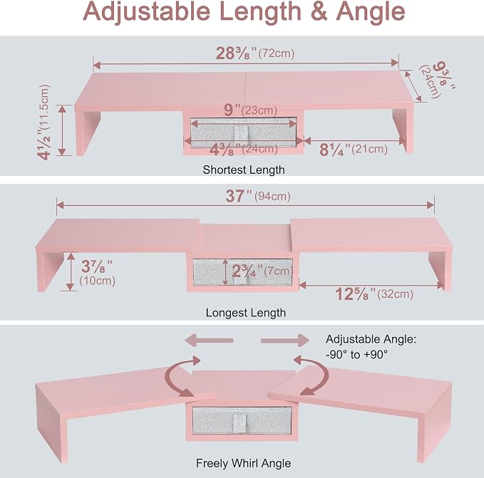 TEAMIX Pink Dual Monitor Stand Riser - Image 5