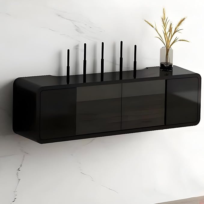 Wall Mounted WiFi Router Hidden Box Storage Cabinet, Router Shelf WiFi Box Hider by Unknown