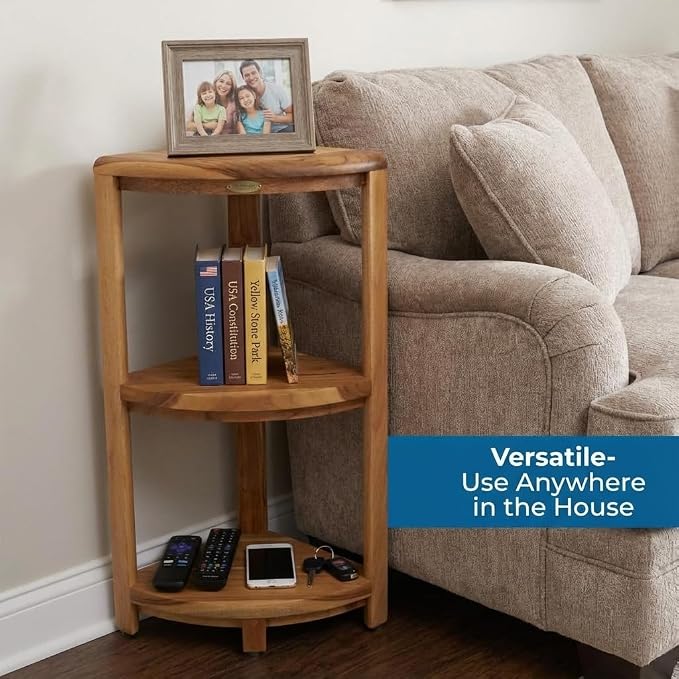 EcoDecors 3-Tier Shelf Waterproof Teak Wood Shower Shelf - Image 9