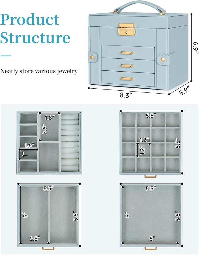 TORIBIO Jewelry Box for Women, Leather Jewelry Organizer - Image 2