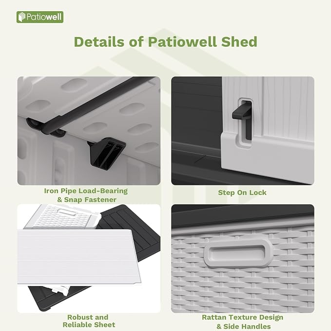 Patiowell 26 Cu.ft Plastic Outdoor Storage Cabinet, Lockable Waterproof - Image 6