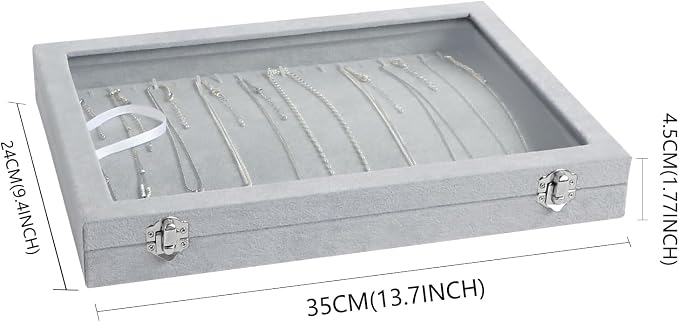 Wudygirl 20 Hooks Necklace Organizer Velvet Jewelry Organizer Showcase - Image 6