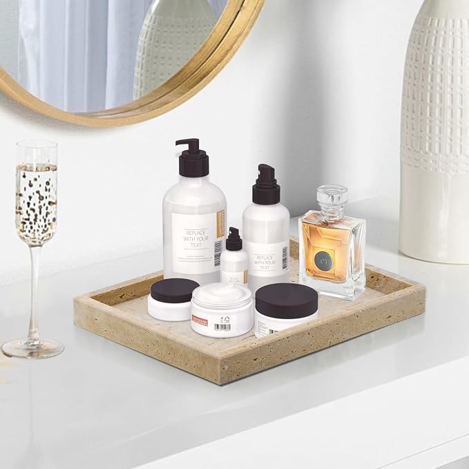 Travertine Tray, Bathroom Vanity Tray Non-Ceramic/Non-Resin, Marble Perfume - Image 4