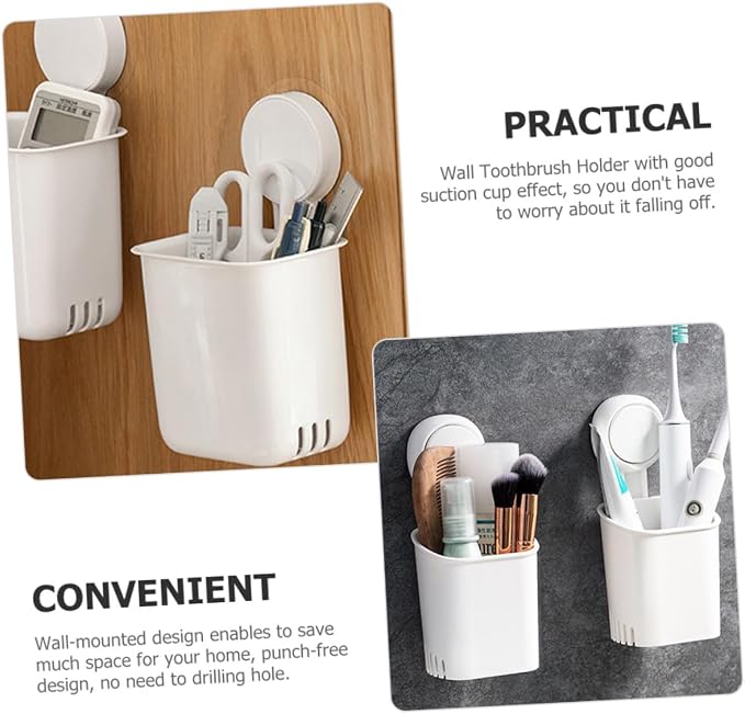 Strong Suction Toothbrush Holder Wall Mount No Drilling Bathroom Organizer - Image 4