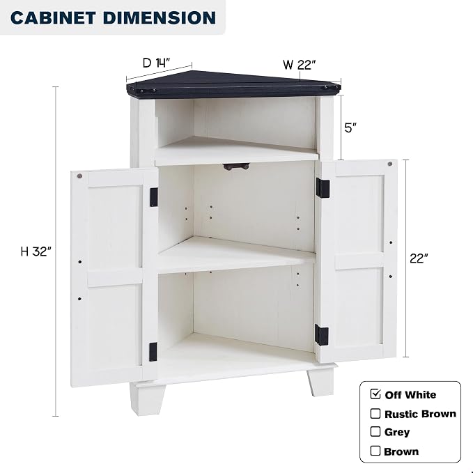 ACCOHOHO Corner Bathroom Cabinet, Farmhouse Small Corner Cabinet - Image 2