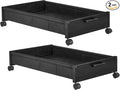 Under Bed Storage with Wheels, Wooden Under Bed Drawers On Wheels, Rolling by FOUCSSOMEI