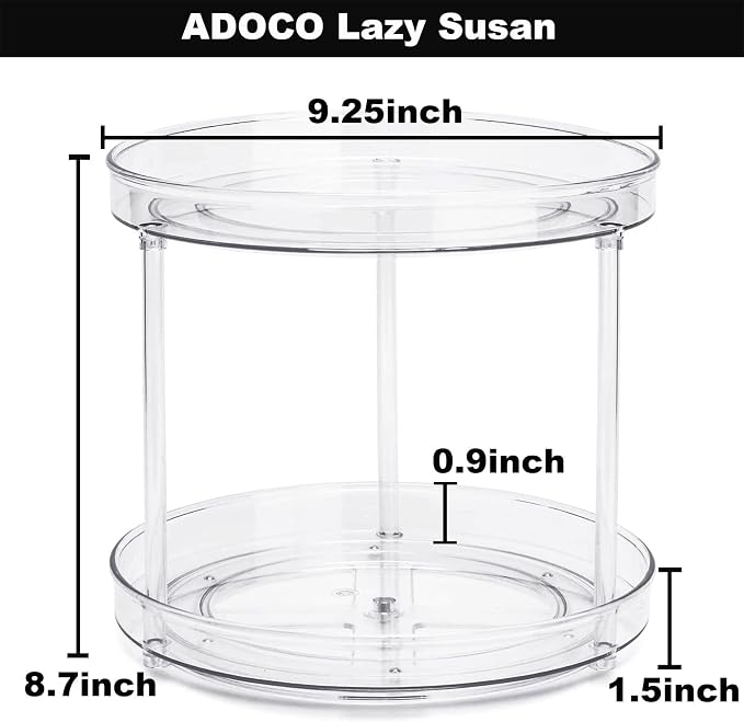 2 Tier Lazy Susan Bathroom Organizer, 9.25Inch Clear 360 Rotating Makeup - Image 6