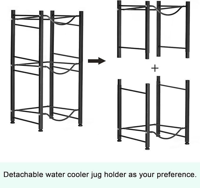 smusei 5 Gallon Water Bottle Holder 3 Tier Water Cooler Jug Rack Shelf - Image 5