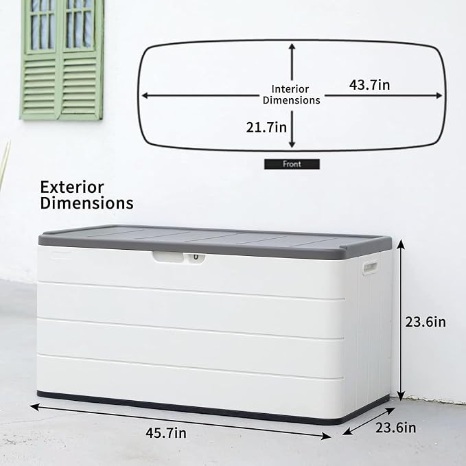 100 Gallon Outdoor Storage Box Waterproof Lockable Resin Deck Box Large - Image 7