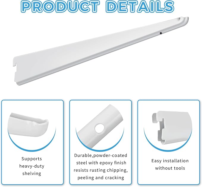 10 Pack 11.5‑Inch Adjustable Wire Shelf Brackets – Heavy‑Duty Double‑Track - Image 3