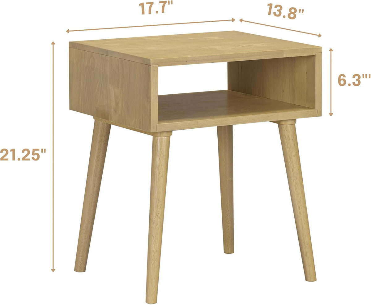 Zoe Solid Wood Nightstand, Mid Century Modern Side Table Bedroom