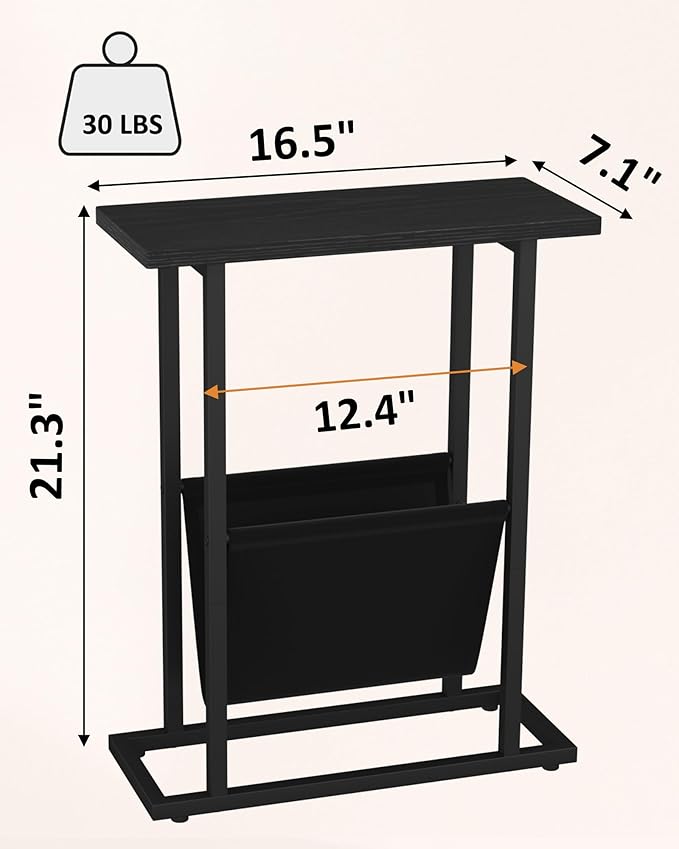Yusong Narrow Side Table for Small Spaces, Small End Table - Image 3