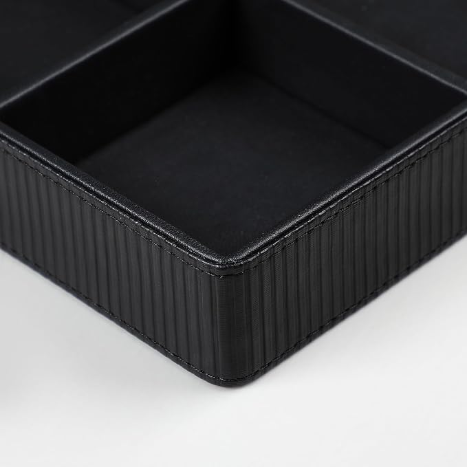 PU Leather Valet Tray, Decorative Trinket Vanity Desk Drawer Organizer Tray - Image 4