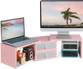 TEAMIX Pink Dual Monitor Stand Riser by TEAMIX