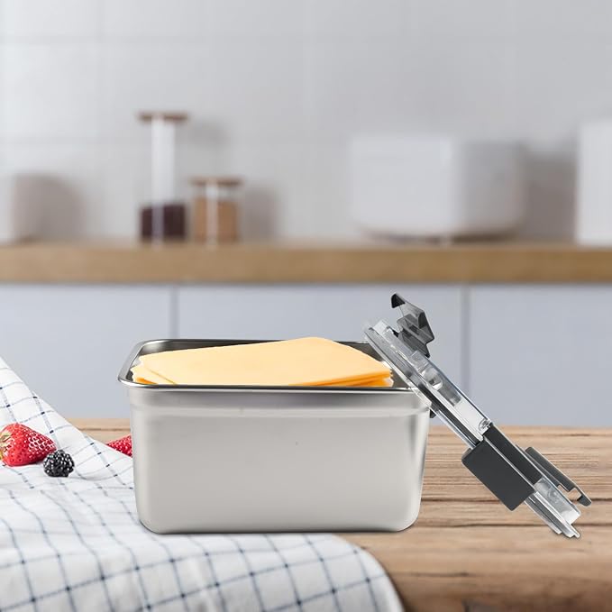 Cheese Container for Refrigerator, Stainless Steel Cheese Container - Image 4