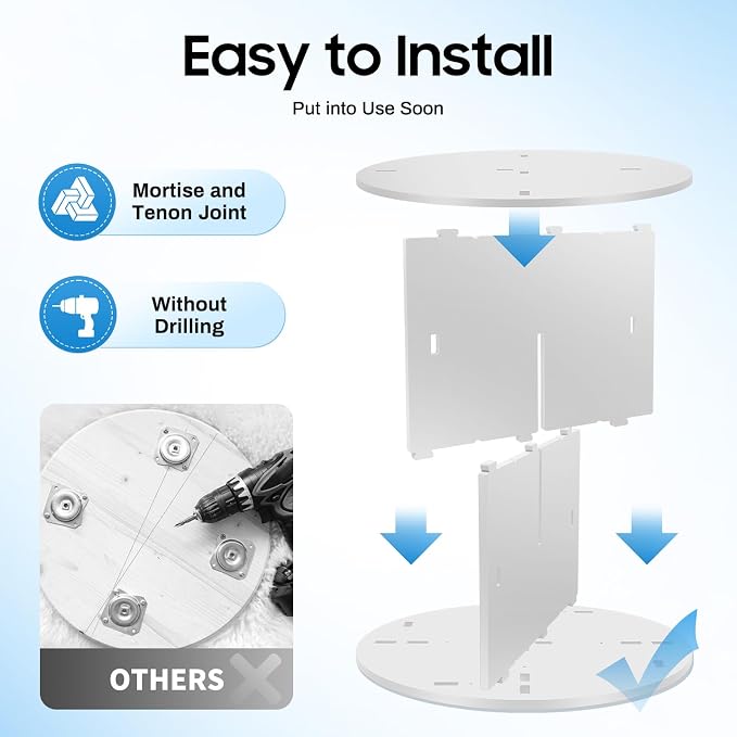 Rotating Bookshelf, 360 Display Round Bookshelf, 4 Tier Floor Standing Bookcase - Image 4