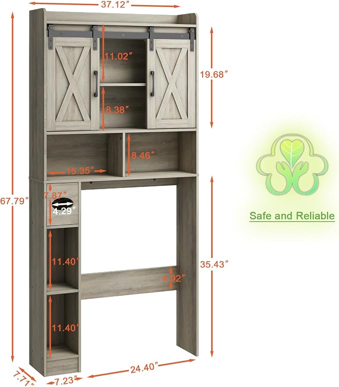 Vabches Over The Toilet Storage Cabinet, Farmhouse Storage Cabinet Over Toilet - Image 2