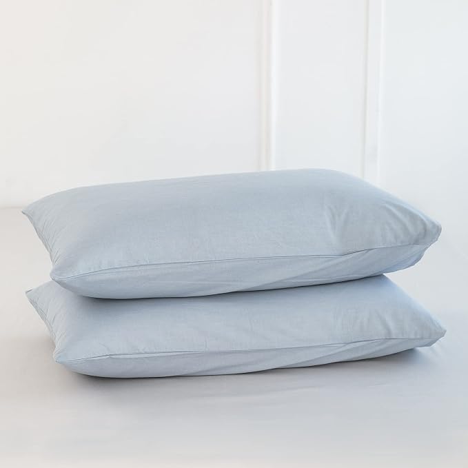 MooMee Bedding Pillowcases Pack of 2 100% Washed Cotton Linen Like Textured by MOOMEE