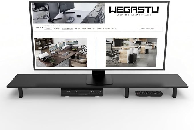 Large Dual Monitor Stand Riser 43.3IN， Home Office Storage by WEGASTU