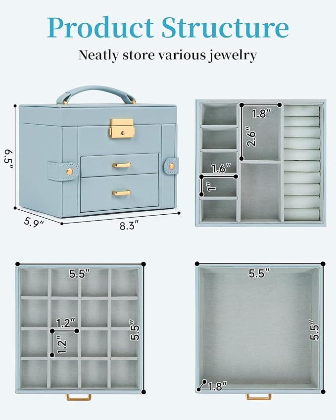 TORIBIO Jewelry Box for Women, Leather Jewelry Organizer - Image 2