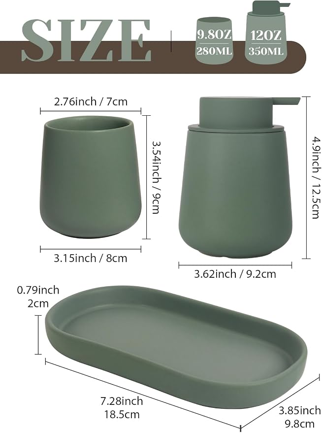 INGOFIN 3 Pcs Ceramic Bathroom Accessory Set - Image 2