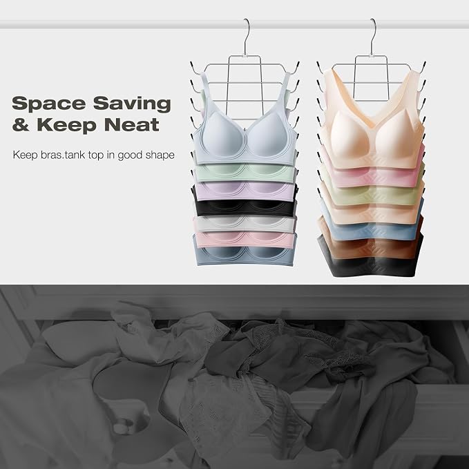4 Pack Bra Organizer, Tank Top Hangers Space Saving, Closet Organizers and - Image 6