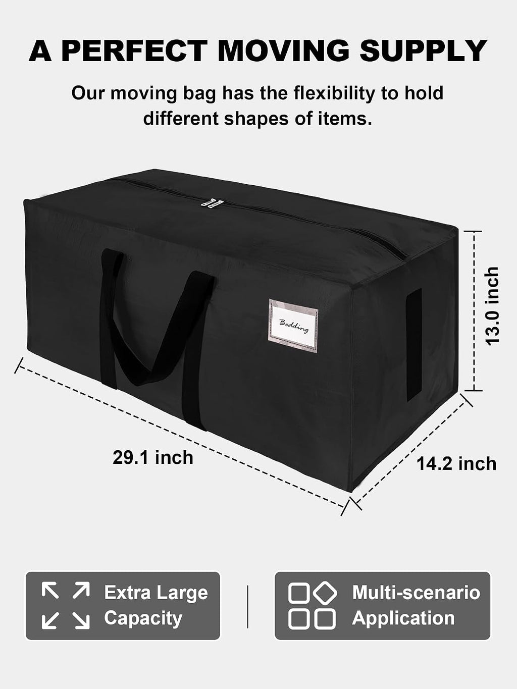 Supports 200lbs Heavy Duty Moving Bags - Strong Zipper & Wrap-Around