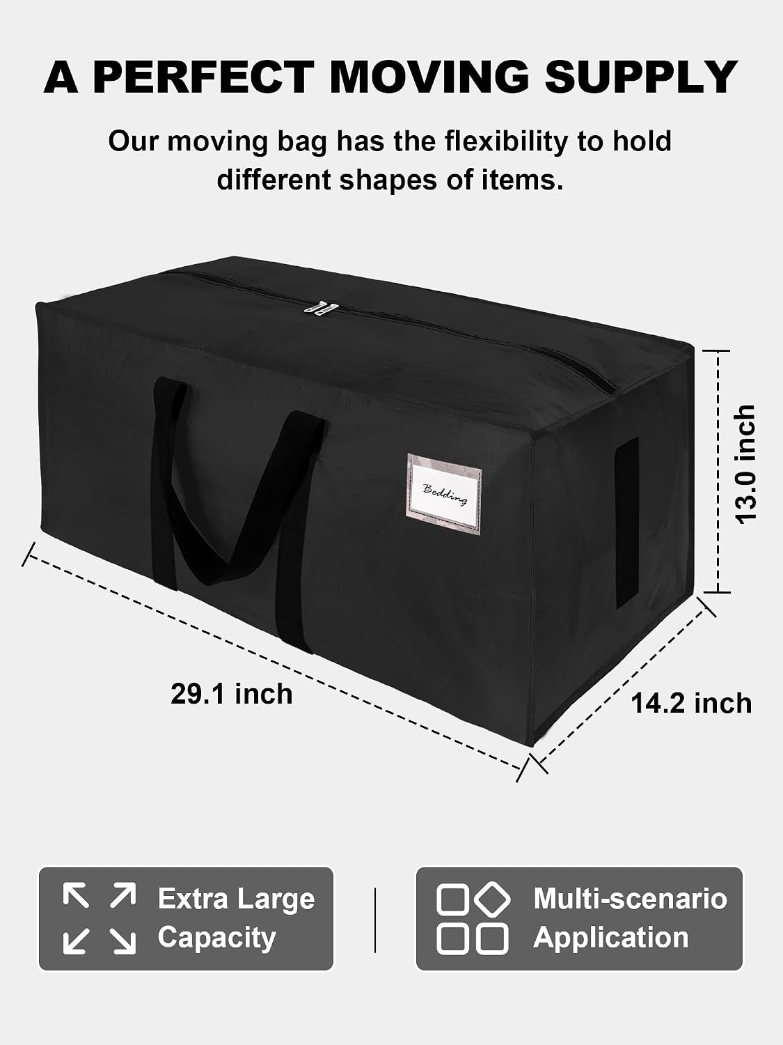 Supports 200lbs Heavy Duty Moving Bags - Strong Zipper & Wrap-Around