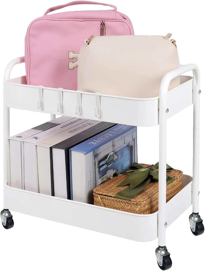Under Desk Storage Cart 2 Tier Utility Rolling Cart - Image 7