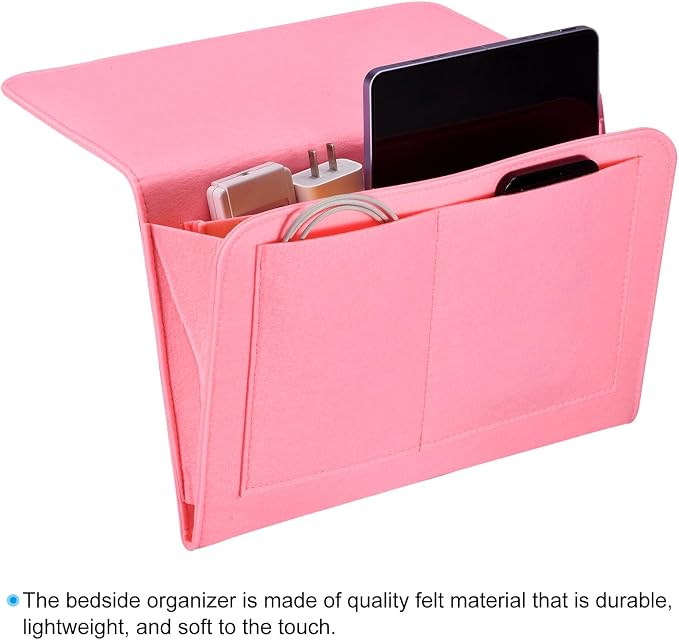 PATIKIL 13in Bedside Caddy, Bed Caddy Bedside Organizer Hanging 5 Pocket Soft - Image 4
