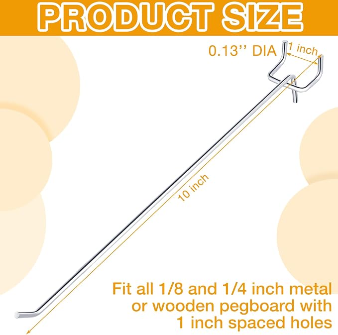 Funrous 100 Pack Peg Board Hooks Stainless Steel Pegboard Hooks Shelving - Image 2