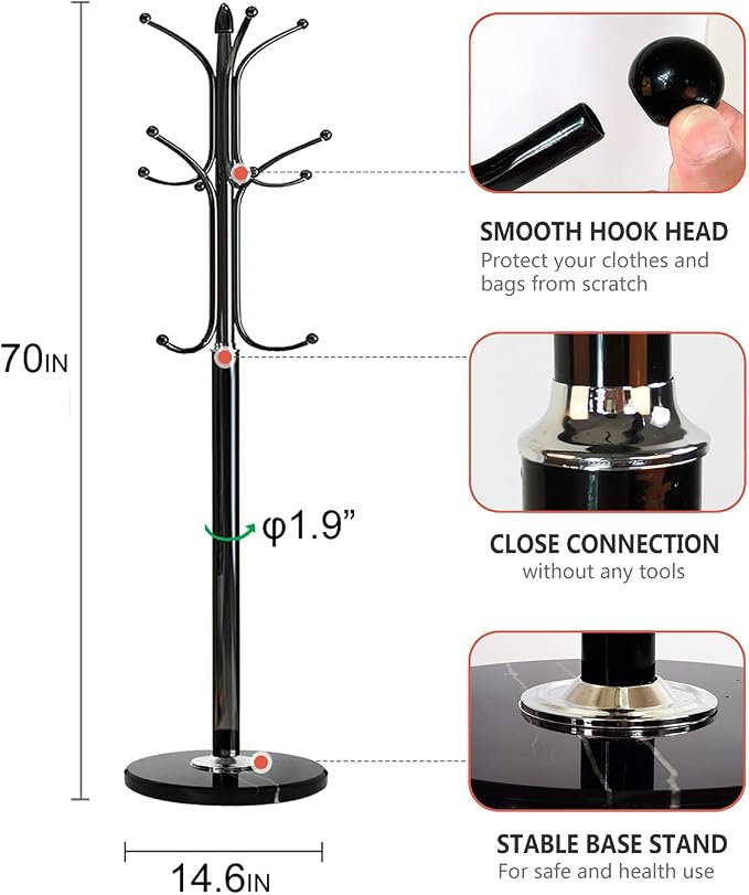 Kertnic Metal Coat Rack Stand - Image 3