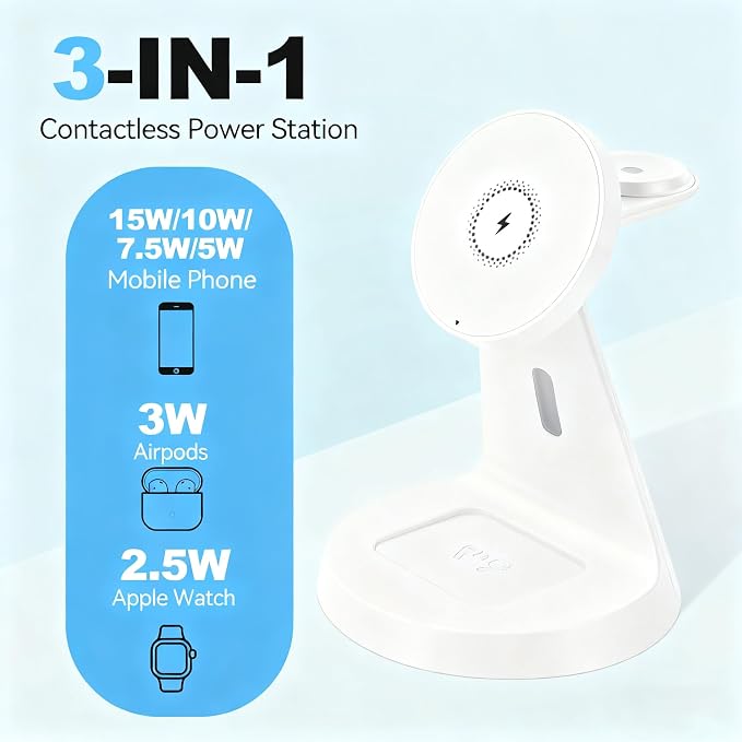 3-in-1 Charging Station Magnetic Wireless Charger Dock Compatible - Image 3