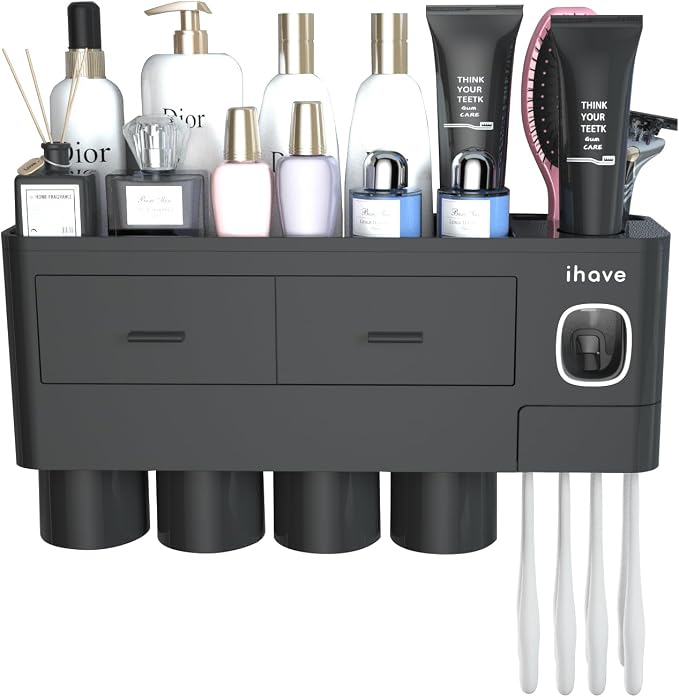 iHave Toothbrush Holders for Bathrooms, 4 Cups Toothbrush Holder Wall Mounted - Image 9
