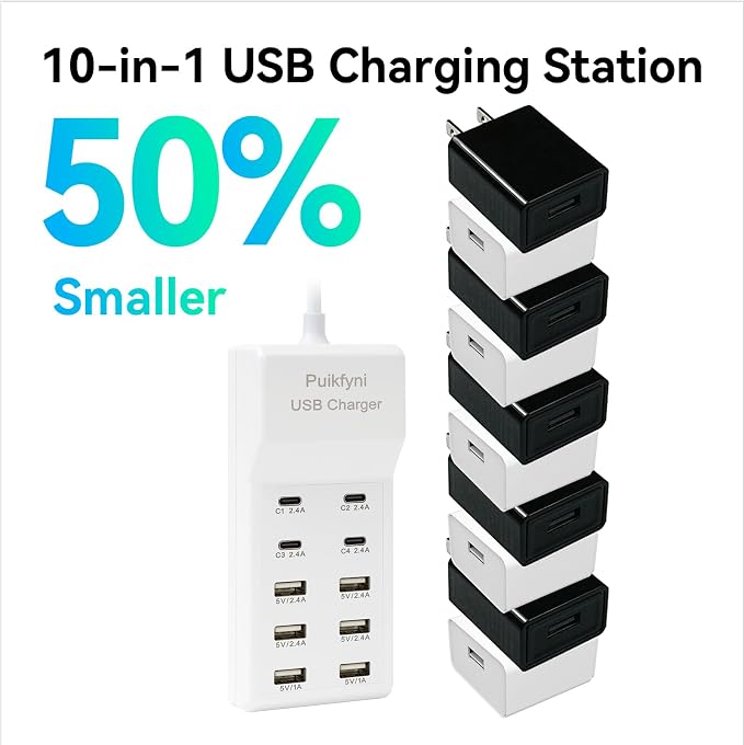 Portable USB C Charging Station, USB-C 4-Ports, USB Charging hub 10-Ports/USB c - Image 4