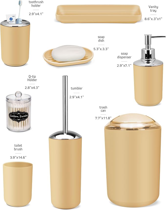 IMAVO Bathroom Accessories Set, 9 Pieces Bathroom Accessory Set, Qtip Holders - Image 5
