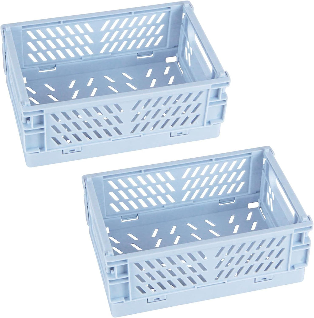 Tixill 2-Pack Mini Foldable Plastic Baskets for Organizing and