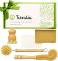 Tieralia Bamboo Dish Brush Gift Set – 5-Piece Kitchen Cleaning Bundle by Tieralia