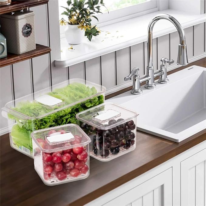 Slideep Fridge Produce Saver Food Storage Bin Containers, Stackable - Image 2
