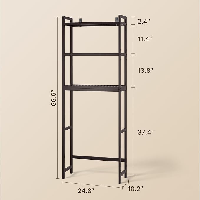 Gizoon Over The Toilet Storage, 3 Tier Bamboo Bathroom Organizer - Image 3